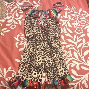 Vibrant Leopard Print Kids Romper